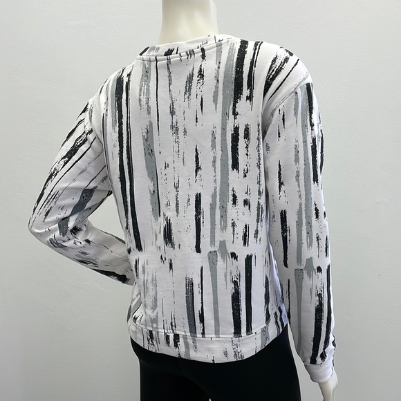 NWOT • Monki Crew Neck Terry Pullover in Paint Stroke Print. - Picture 3 of 14